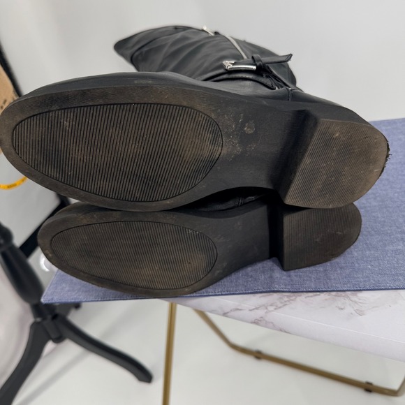 Torrid Black Faux Leather Women 9.5 Knee High Boots Buckle Zip Side Wide Calf - Picture 14 of 16